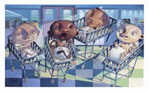 Illustration of Newborn Babies in a Delivery Ward Illustration of Newborn Babies in a Delivery Ward