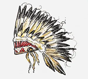 Illustration of north American tribal headdress Illustration of north American tribal headdress