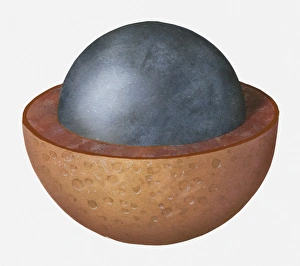 Illustration of the planet Mercury and its iron core Illustration of the planet Mercury and its iron core