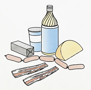 Illustration of raw breakfast ingredients Illustration of raw breakfast ingredients