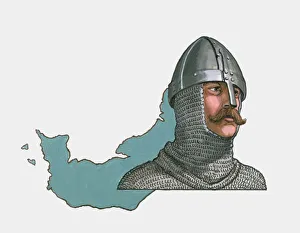 Illustration of Rollo and map of Normandy Illustration of Rollo and map of Normandy