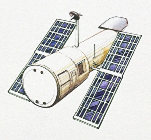 Illustration of satellite used for detecting interstellar ultraviolet rays Illustration of satellite used for detecting interstellar ultraviolet rays