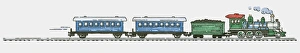 Illustration of steam train pulling carriages and coal Illustration of steam train pulling carriages and coal