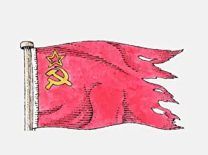 Illustration of tattered former USSR Flag Illustration of tattered former USSR Flag