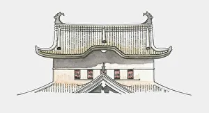 Illustration of traditional Japanese roof Illustration of traditional Japanese roof
