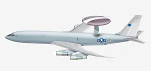 Illustration of USAF Boeing E-3 Sentry plane Illustration of USAF Boeing E-3 Sentry plane