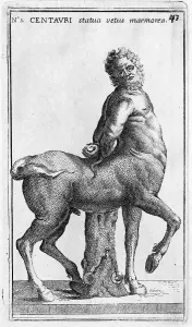 Prints of attraction, attractions, black, black-and-white, black-white, centaurs, central italy, composite being, composite beings, contemporary, depiction, depictions, deserted, digital, digitally, drawing Images Dated 2021 July: 18th Century Centaur Print