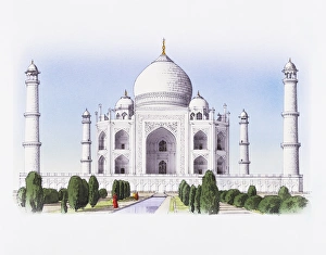 India, Agra, Taj Mahal, facade of mausoleum India, Agra, Taj Mahal, facade of mausoleum