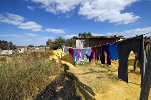 Informal Settlement of Shanty Houses in South Africa Built on Radioactive Uranium Tailings Dump, Tudor Shaft Informal Settlement of Shanty Houses in South Africa Built on Radioactive Uranium Tailings Dump, Tudor Shaft