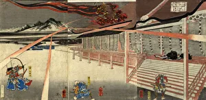 Japanese Triptych Woodblock Print of the Hunt Japanese Triptych Woodblock Print of the Hunt