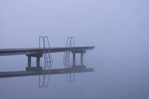 Jetty in the autumn mist, Lake Mindelsee, Baden-Wuerttemberg, Germany, Europe Jetty in the autumn mist, Lake Mindelsee, Baden-Wuerttemberg, Germany, Europe