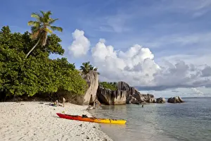 Anse Source D Argent Beach Prints: Kayaking at Anse Source d Argent