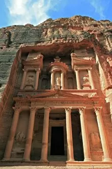 Al Khazneh Collection: Khazne al-Firaun, Pharaohs treasure house, a mausoleum carved out of the rock by the Nabataeans in