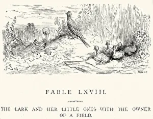 La Fontaines Fables - The Lark and her little ones La Fontaines Fables - The Lark and her little ones