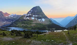 Landscape of Glacier National Park with Bearhat Mountain and Hidden Lake at sunset, Montana, USA Landscape of Glacier National Park with Bearhat Mountain and Hidden Lake at sunset, Montana, USA
