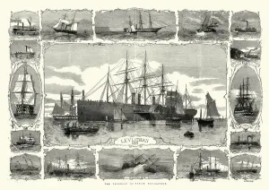 SS Great Eastern Iron Sailing Steamship Print 1850s