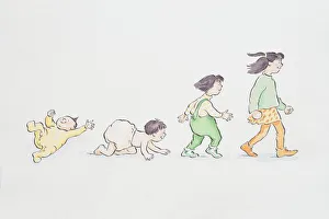 Four life stages of a human, from baby to teenager Four life stages of a human, from baby to teenager