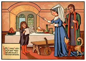 Little Tommy Tucker - Victorian nursery rhyme illustration