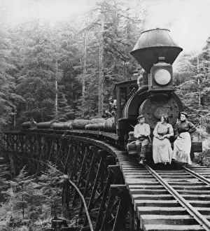 Cascade Mountains Landscape Prints: Logging Train In Oregon