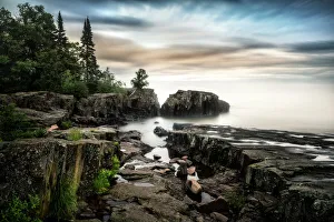 A long exposure on the coast of Lake Superior, near Grand Marais, Minnesota A long exposure on the coast of Lake Superior, near Grand Marais, Minnesota