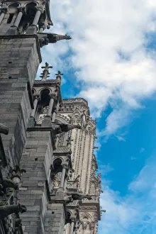 Looking up at the side of Notre Dame Cathedral Looking up at the side of Notre Dame Cathedral