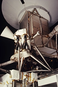 Magellan spacecraft, Martin Marietta Astro, low angle view Magellan spacecraft, Martin Marietta Astro, low angle view