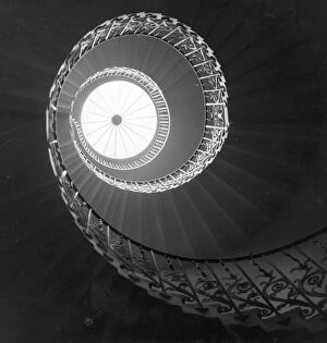 Architecture And Art Collection: The main spiral staircase at Queens House, Greenwich