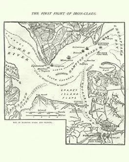 Images Dated 30th August 2017: Map of the Battle of Hampton Roads