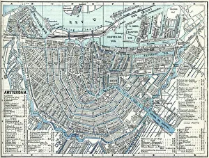 Map of city Amsterdam Netherlands from 1881 Map of city Amsterdam Netherlands from 1881