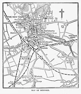 Map of the City of Bedford, England Victorian Engraving, 1840 Map of the City of Bedford, England Victorian Engraving, 1840