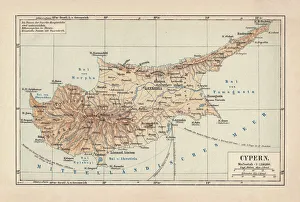 Map of Cyprus, published in 1880