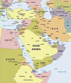 Map of Middle East - illustration