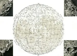 Prints of Antique map of the Moon with photos isolated on white Unveiling the Universe: A Stunning Collection of Astronomy Images: Lunar Map Antique Print - Celestial Maps