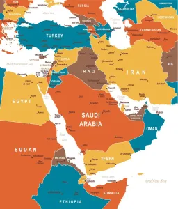 Colored Map of Middle East Asia Print - Map Treasures