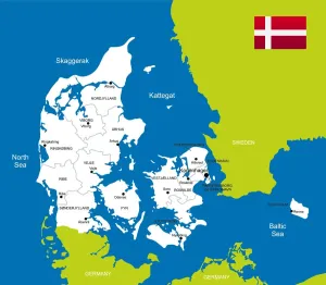 Prints of Detailed map of Denmark Map Prints: Fine Art Storehouse Print of Denmark Map