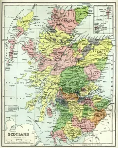 Antique Map of Scotland Print, 1864 (Historical Maps)