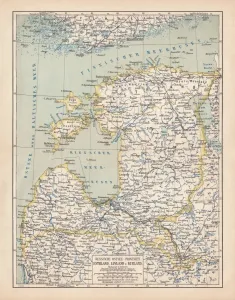 Prints of Historic map of Baltic states: Lithuania, Estonia, Latvia. Lithograph, published in 1877 Finland Prints: 1877 Historic Map of Baltic States Print