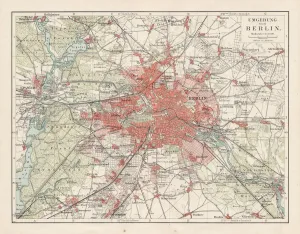 Meyers Atlas Leipzig Wien Verlag Prints: Map of Berlin 1900