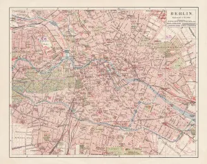 Meyers Atlas Leipzig Wien Verlag Prints: Map of Berlin 1900