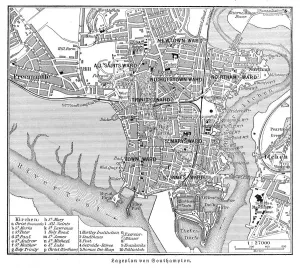 Southampton England 1895 Meyers Konversations-Lexikon Print