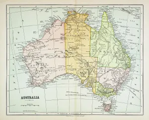 Fine Art Storehouse Print of 1883 Map of Australia