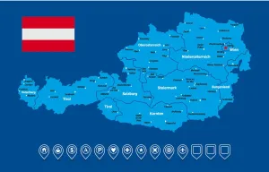 Map Illustrations For Sale Prints: Austria Map
