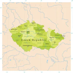 Prints of Highly detailed vector map of the Czech Republic. File was created on September 9, 2011. The colors in the.eps-file are ready for print (CMYK). Included files: EPS (v8) and Hi-Res JPG Map Prints: Czech Republic Vector Map Highly Detailed CMYK Print Ready