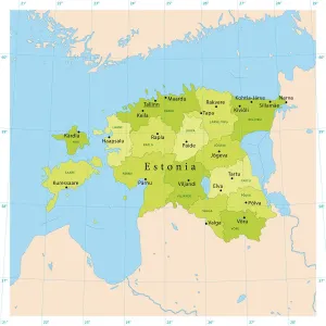 Estonia Vector Map Highly Detailed CMYK Print Ready