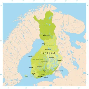 Finland Vector Map Highly Detailed CMYK Print Ready