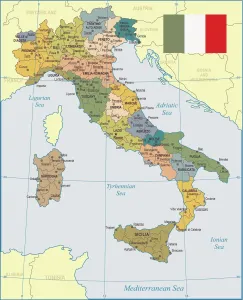 Colored Map of Italy Print - Detailed Outline Illustration
