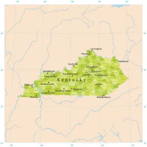 Map Illustration Prints: Highly Detailed Kentucky Vector Map Print