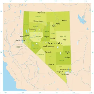 Prints of Highly detailed vector map of Nevada, United States. File was created on January 27, 2012. The colors in the.eps-file are ready for print (CMYK). Included files: EPS (v8) and Hi-Res JPG USA Map Prints: Nevada Vector Map - Highly Detailed CMYK Print Ready