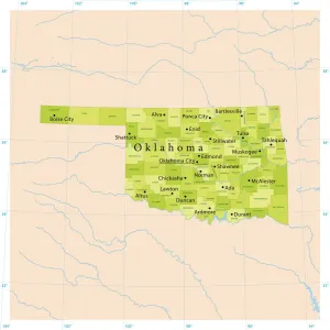 Photorealistic Artwork Prints: Highly Detailed Oklahoma Vector Map for Print