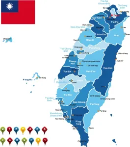Taiwan High Detailed Map Print with Navigation Icons